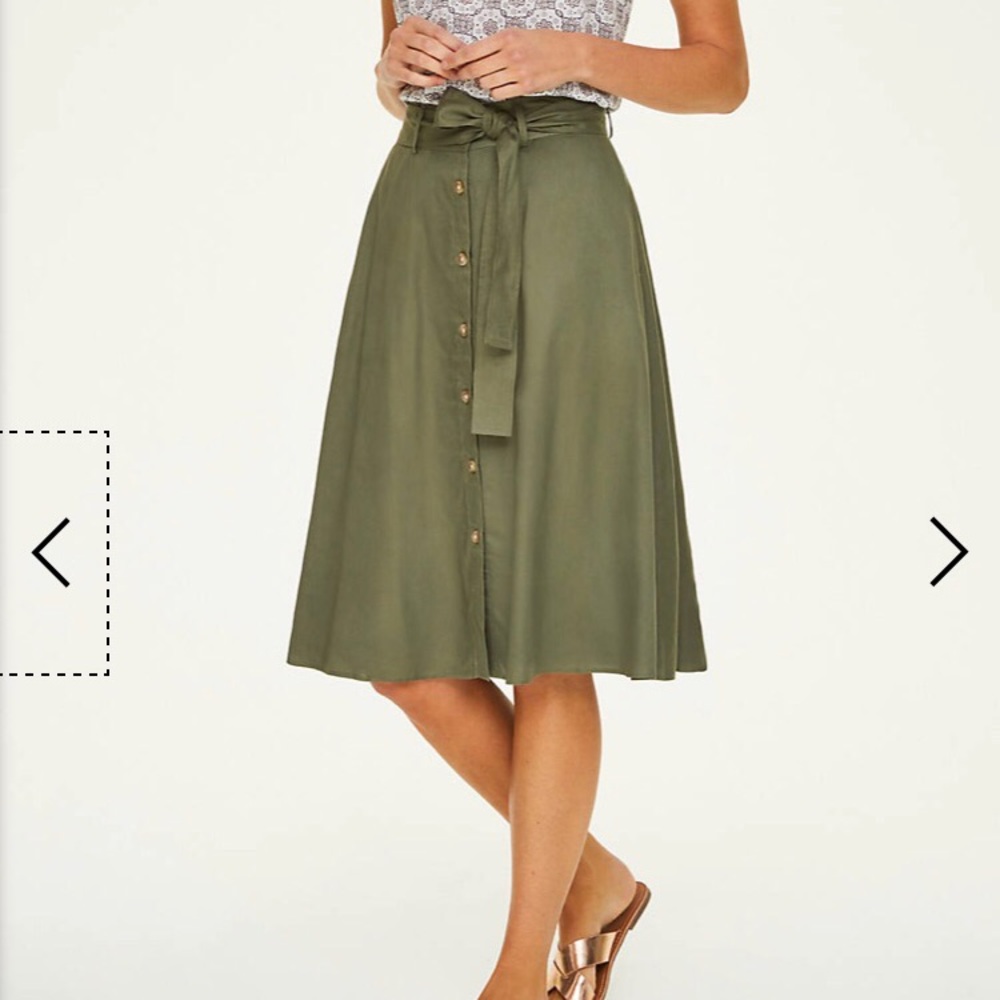 Loft midi safari belted military rayon skirt 14